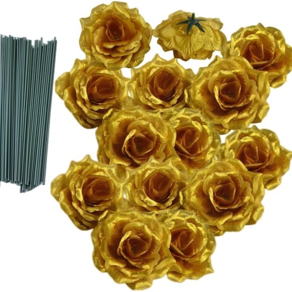 Golden Rose centerpiece with satin and rhinestone ribbon…you pick colors - Picture 6 of 10